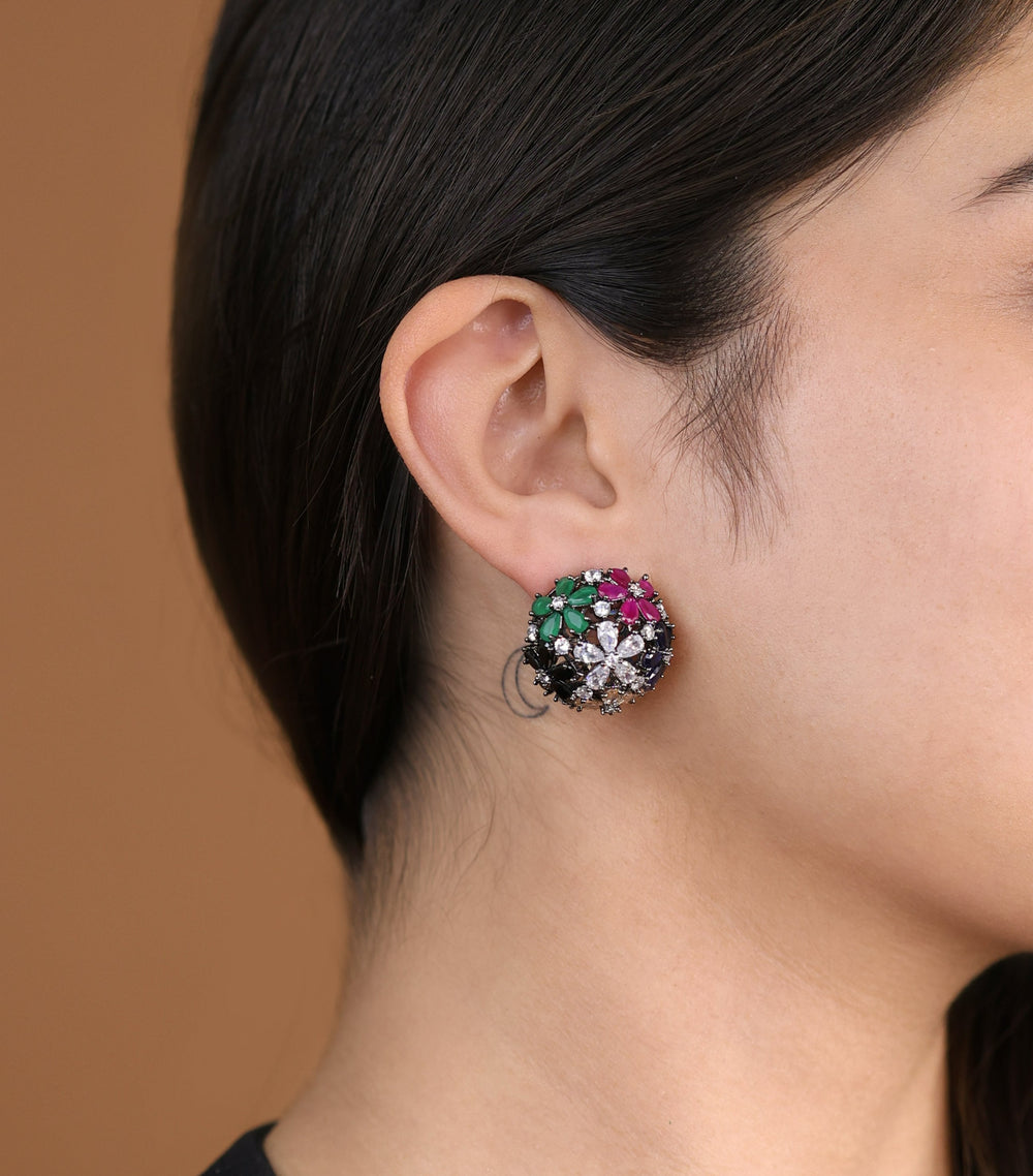 Kaleidoscopic Floral Dome Studs